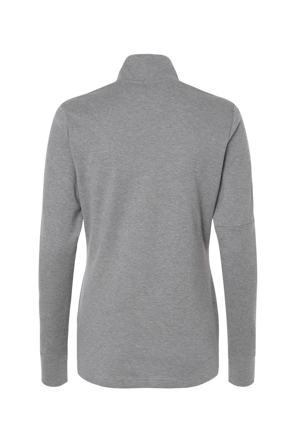 Adidas A555 Womens 3 Stripes Moisture Wicking 1/4 Zip Sweater Grey Melange Flat Back