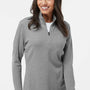 Adidas Womens 3 Stripes Moisture Wicking 1/4 Zip Sweater - Grey Melange - NEW
