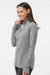 Adidas A555 Womens 3 Stripes Moisture Wicking 1/4 Zip Sweater Grey Melange Model Side