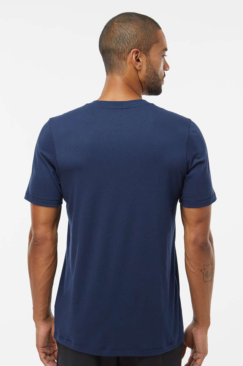 Adidas A556 Mens Short Sleeve Crewneck T-Shirt Collegiate Navy Blue Model Back
