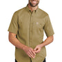 Carhartt Mens Rugged Professional Series Wrinkle Resistant Short Sleeve Button Down Shirt w/ Pocket - Dark Khaki Brown