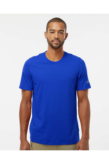 Adidas A556 Mens Short Sleeve Crewneck T-Shirt Collegiate Royal Blue Model Front