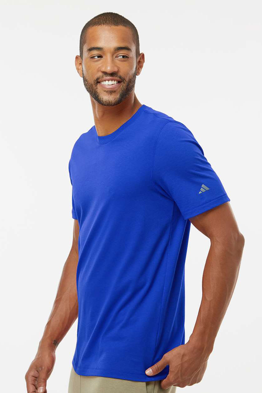 Adidas A556 Mens Short Sleeve Crewneck T-Shirt Collegiate Royal Blue Model Side