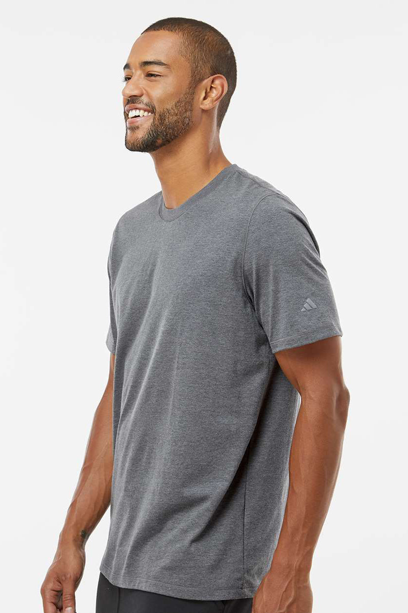 Adidas A556 Mens Short Sleeve Crewneck T-Shirt Heather Dark Grey Model Side