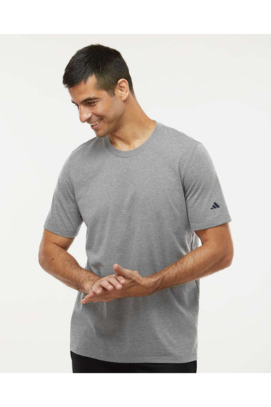 Adidas A556 Mens Short Sleeve Crewneck T-Shirt Heather Medium Grey Model Front