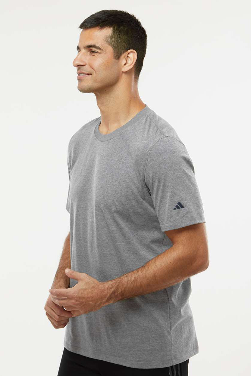 Adidas A556 Mens Short Sleeve Crewneck T-Shirt Heather Medium Grey Model Side