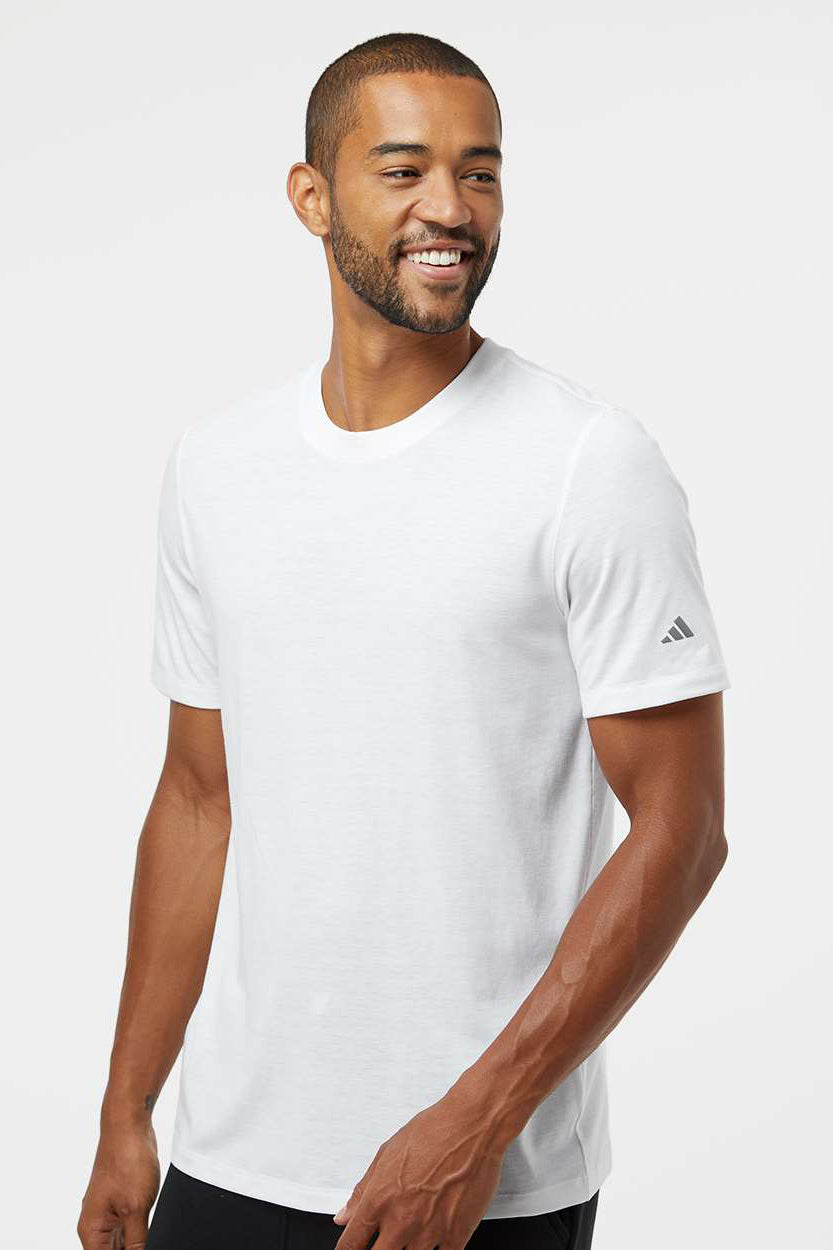 Adidas A556 Mens Short Sleeve Crewneck T-Shirt White Model Side