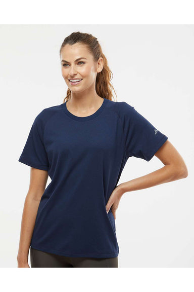 Adidas A557 Womens Short Sleeve Crewneck T-Shirt Collegiate Navy Blue Model Front