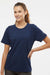 Adidas A557 Womens Short Sleeve Crewneck T-Shirt Collegiate Navy Blue Model Front