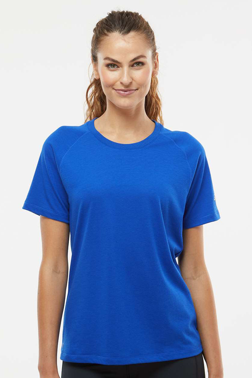 Adidas A557 Womens Short Sleeve Crewneck T-Shirt Collegiate Royal Blue Model Front