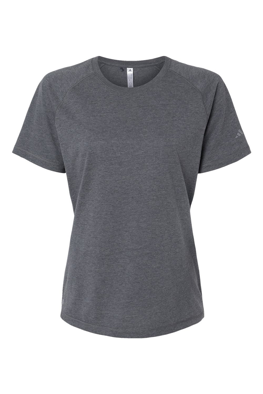 Adidas A557 Womens Short Sleeve Crewneck T-Shirt Heather Dark Grey Flat Front