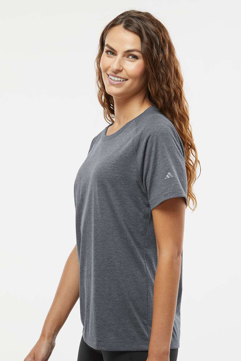 Adidas A557 Womens Short Sleeve Crewneck T-Shirt Heather Dark Grey Model Side