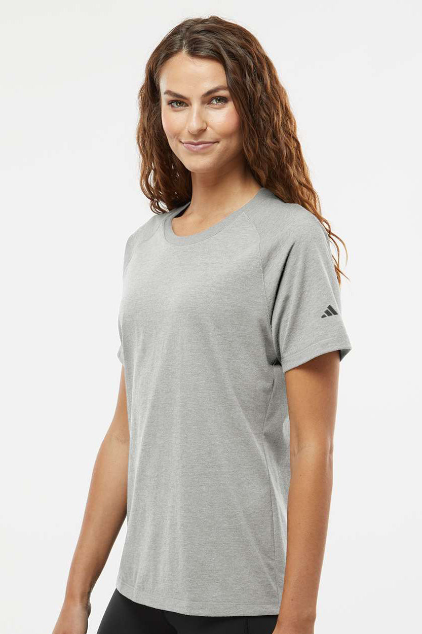 Adidas A557 Womens Short Sleeve Crewneck T-Shirt Heather Medium Grey Model Side