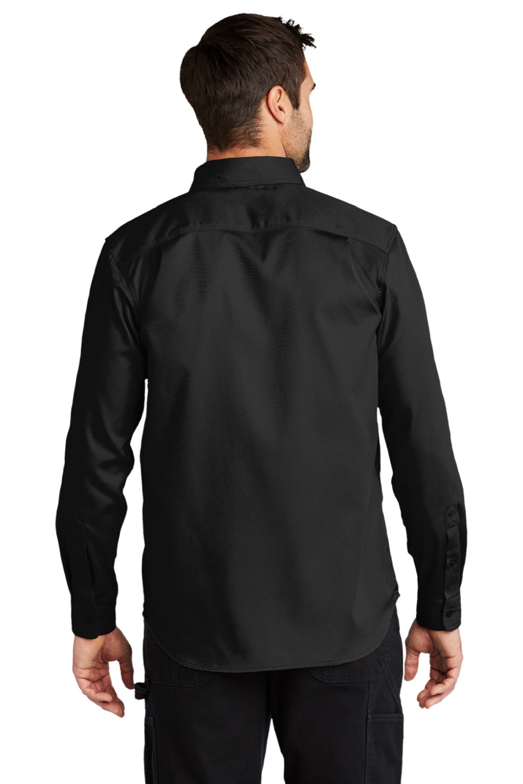 Carhartt CT102538/CT106689 Mens Rugged Professional Series Wrinkle Resistant Long Sleeve Button Down Shirt w/ Pocket Black Model Back