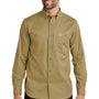 Carhartt Mens Rugged Professional Series Wrinkle Resistant Long Sleeve Button Down Shirt w/ Pocket - Dark Khaki Brown