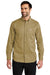 Carhartt CT102538/CT106689 Mens Rugged Professional Series Wrinkle Resistant Long Sleeve Button Down Shirt w/ Pocket Dark Khaki Brown Model Front