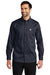 Carhartt CT102538/CT106689 Mens Rugged Professional Series Wrinkle Resistant Long Sleeve Button Down Shirt w/ Pocket Navy Blue Model Front