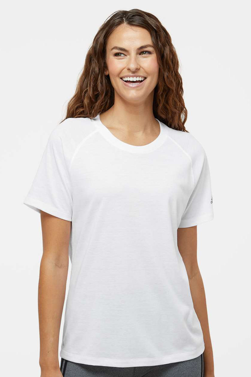 Adidas A557 Womens Short Sleeve Crewneck T-Shirt White Model Front