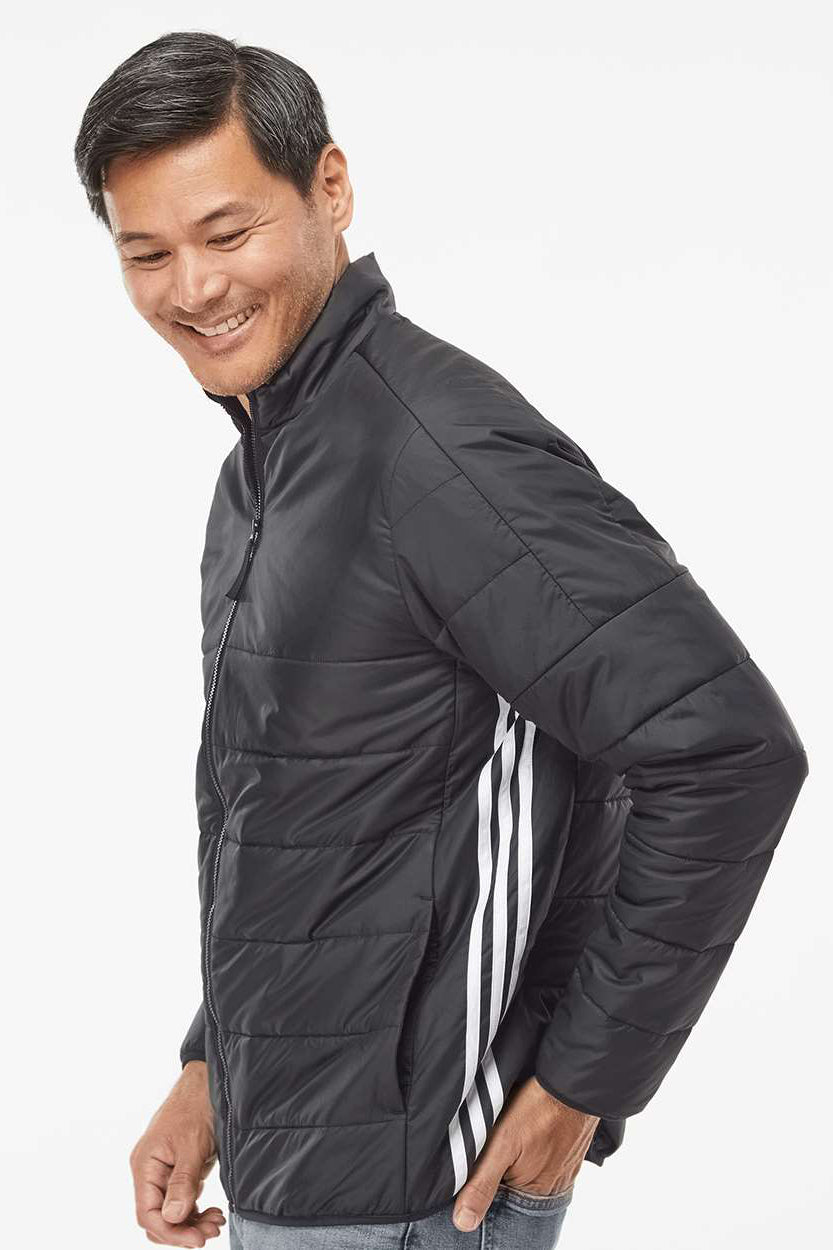 Adidas A570 Mens Full Zip Puffer Jacket Black Model Side