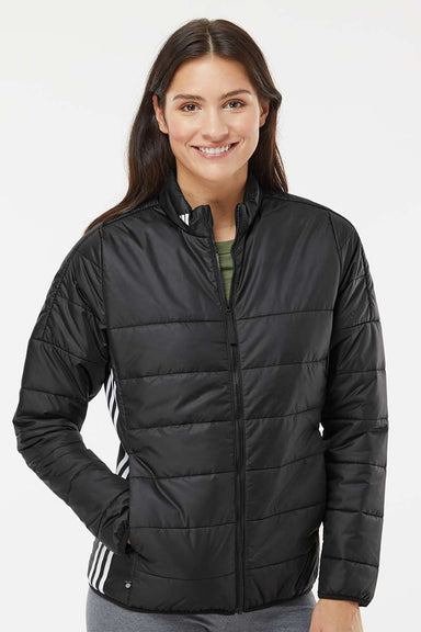 Adidas A571 Womens Full Zip Puffer Jacket Black Model Front