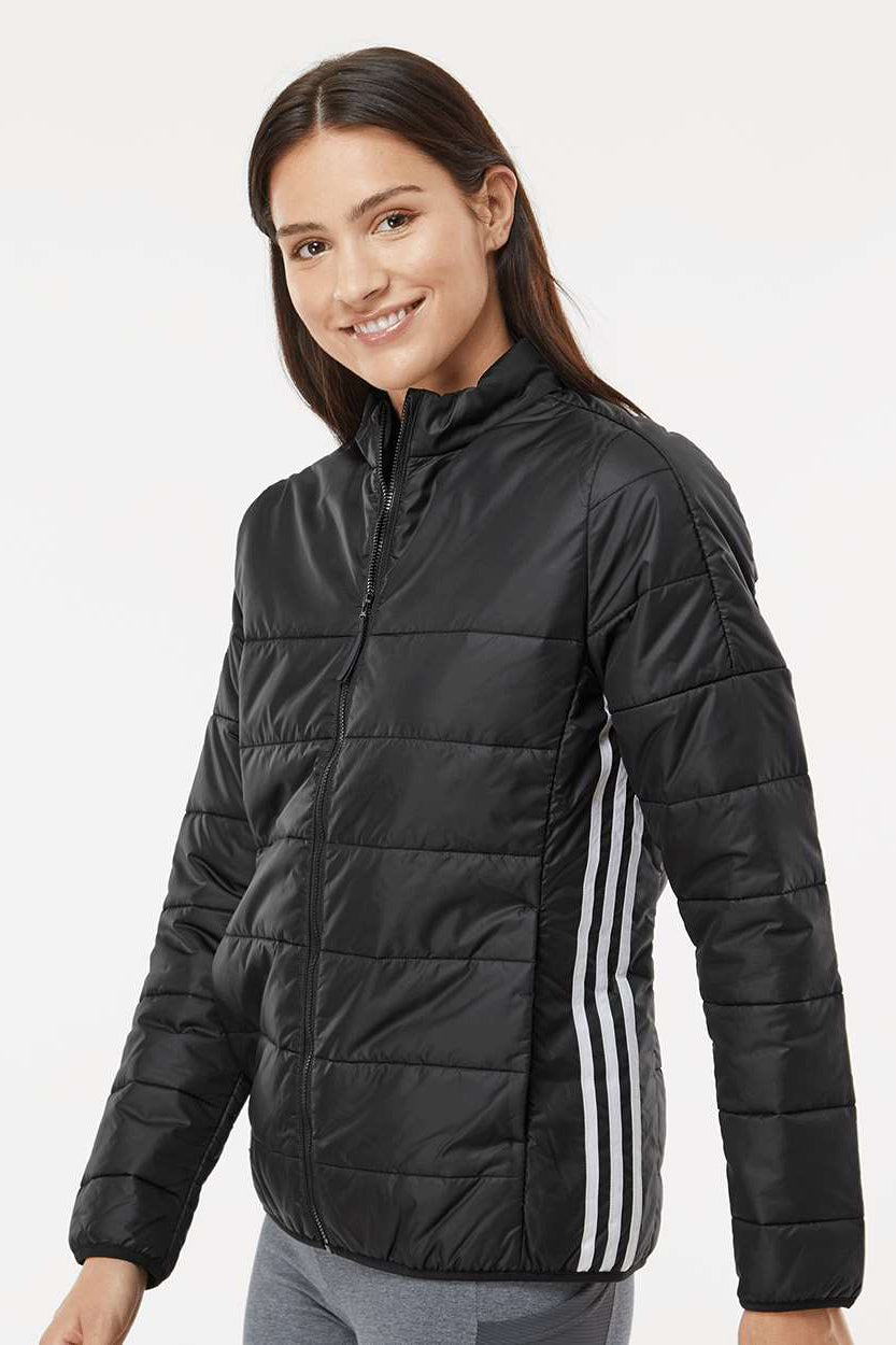 Adidas A571 Womens Full Zip Puffer Jacket Black Model Side