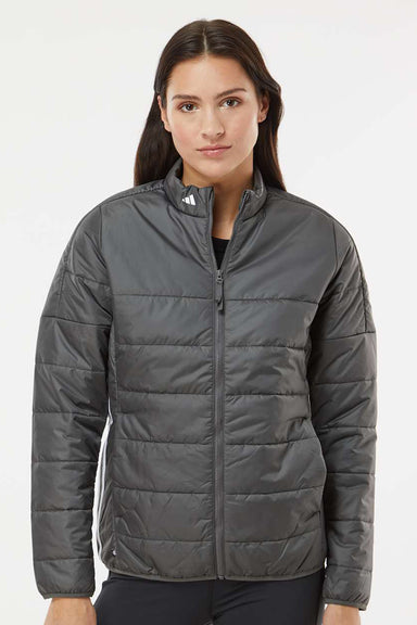 Adidas A571 Womens Full Zip Puffer Jacket Grey Model Front