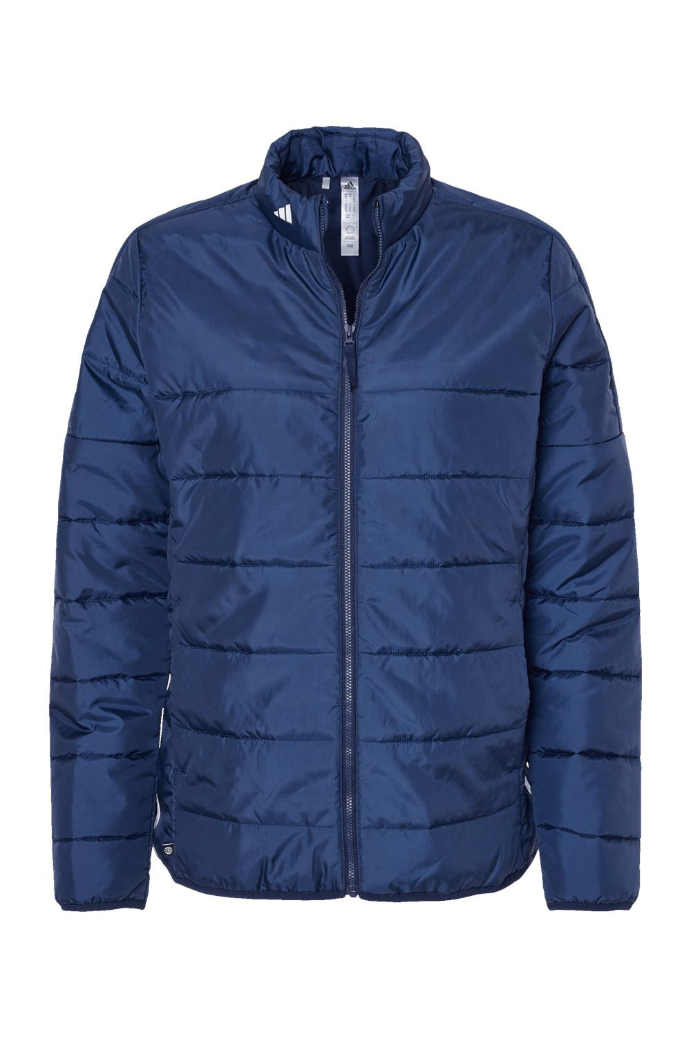 Adidas A571 Womens Full Zip Puffer Jacket Team Navy Blue Flat Front