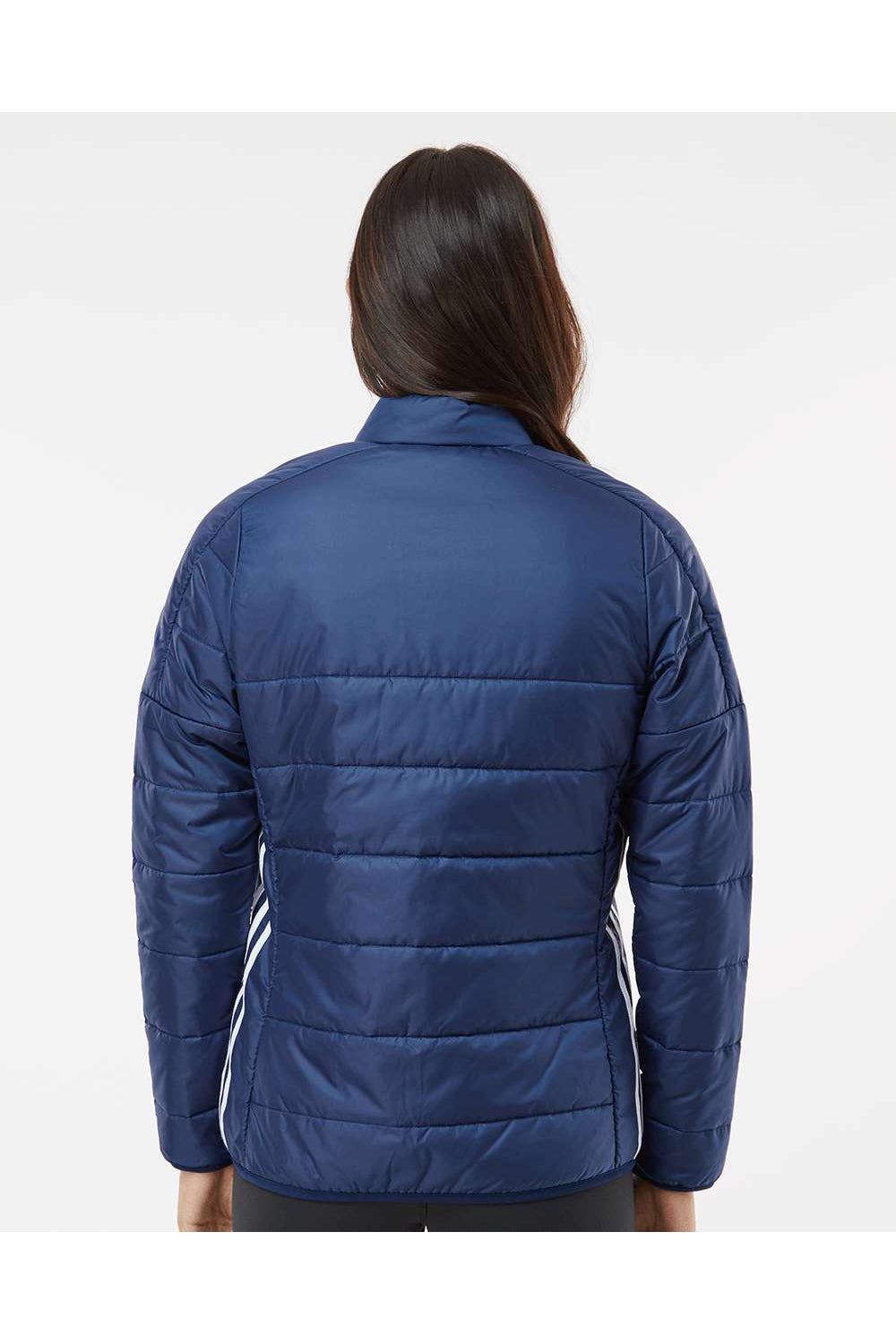 Adidas A571 Womens Full Zip Puffer Jacket Team Navy Blue Model Back