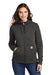 Carhartt CT102788 Womens Clarksburg Full Zip Hooded Sweatshirt Hoodie w/ Pockets Heather Carbon Grey Model Front