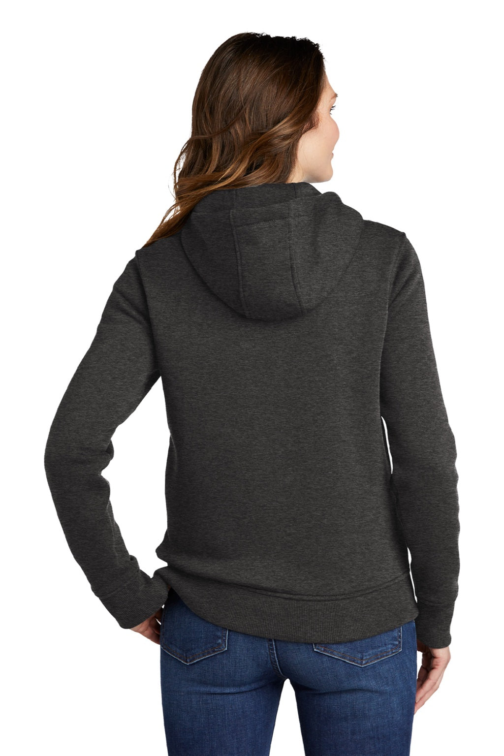 Carhartt CT102788 Womens Clarksburg Full Zip Hooded Sweatshirt Hoodie w/ Pockets Heather Carbon Grey Model Back