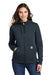 Carhartt CT102788 Womens Clarksburg Full Zip Hooded Sweatshirt Hoodie w/ Pockets Navy Blue Model Front