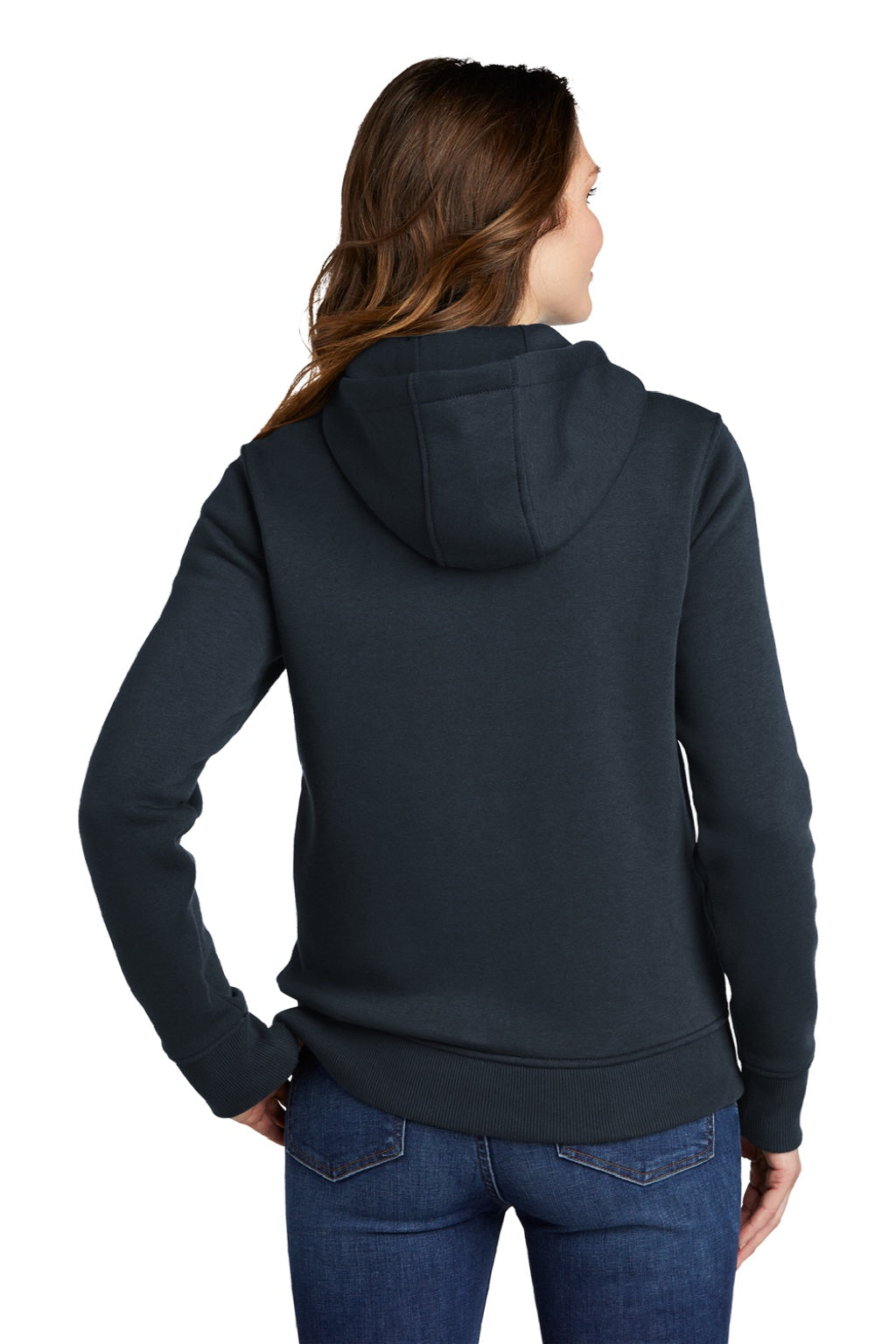 Carhartt CT102788 Womens Clarksburg Full Zip Hooded Sweatshirt Hoodie w/ Pockets Navy Blue Model Back