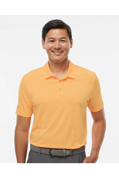Adidas A574 Mens Pine Tree Short Sleeve Polo Shirt Acid Orange/Grey Model Front