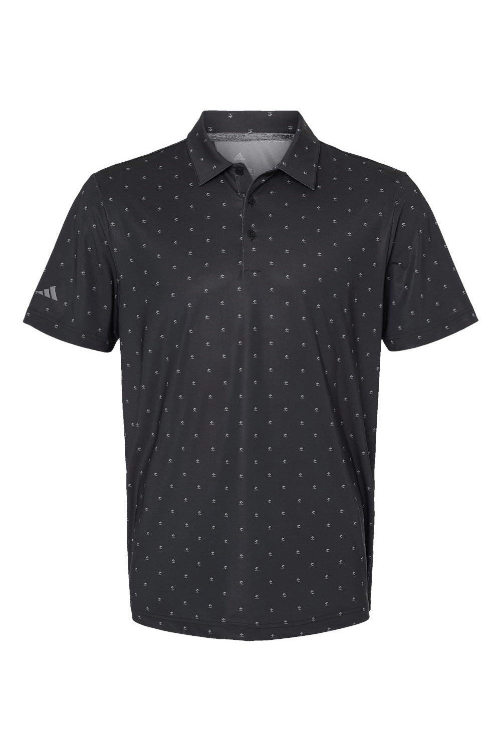 Adidas A574 Mens Pine Tree Short Sleeve Polo Shirt Black/Grey Flat Front