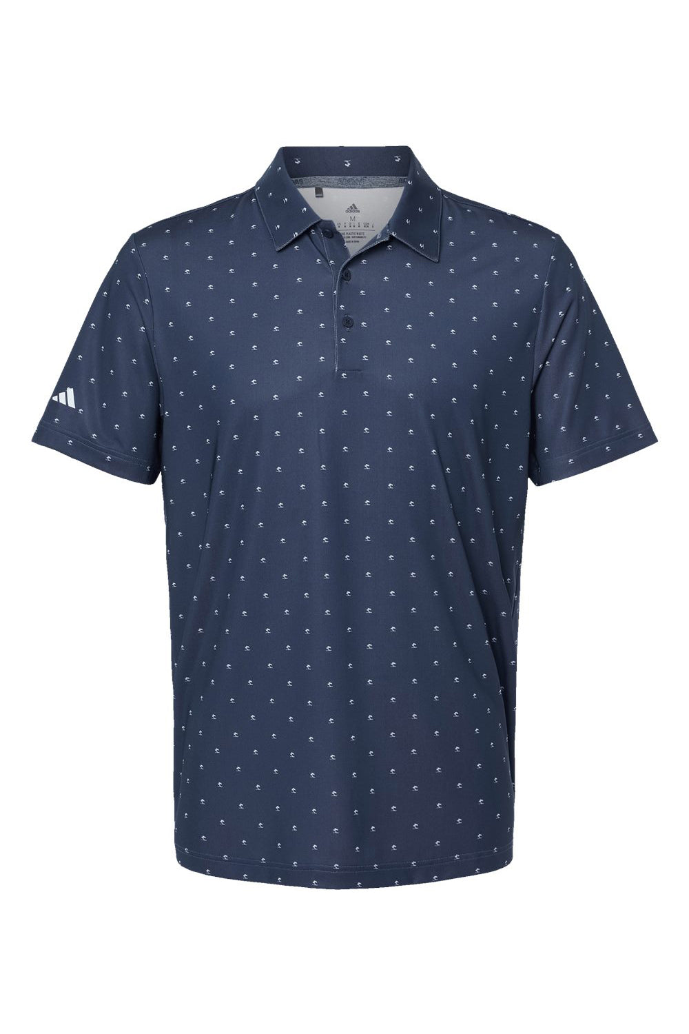 Adidas A574 Mens Pine Tree Short Sleeve Polo Shirt Collegiate Navy Blue/White Flat Front