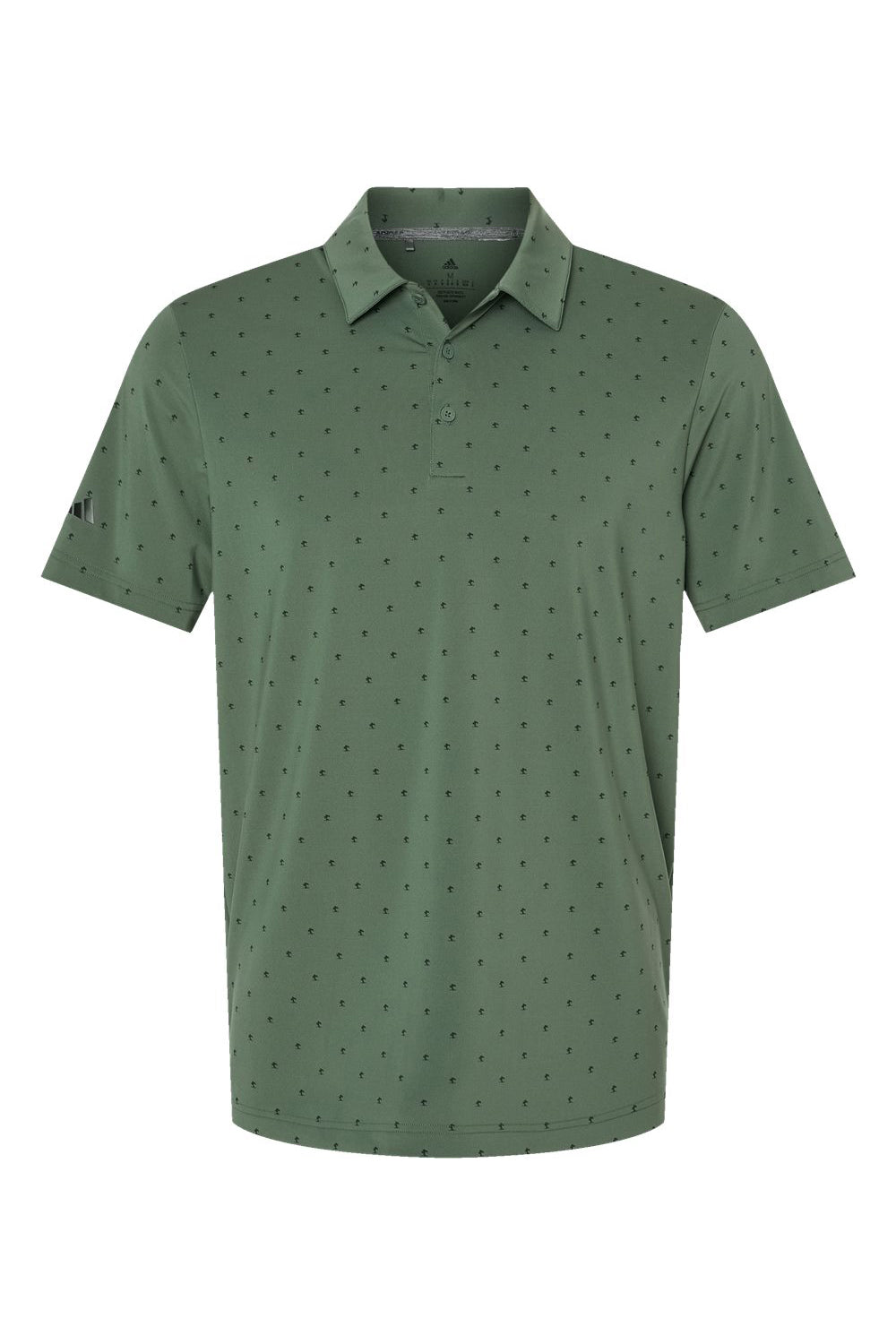 Adidas A574 Mens Pine Tree Moisture Wicking Short Sleeve Polo Shirt Green Oxide/Black Flat Front