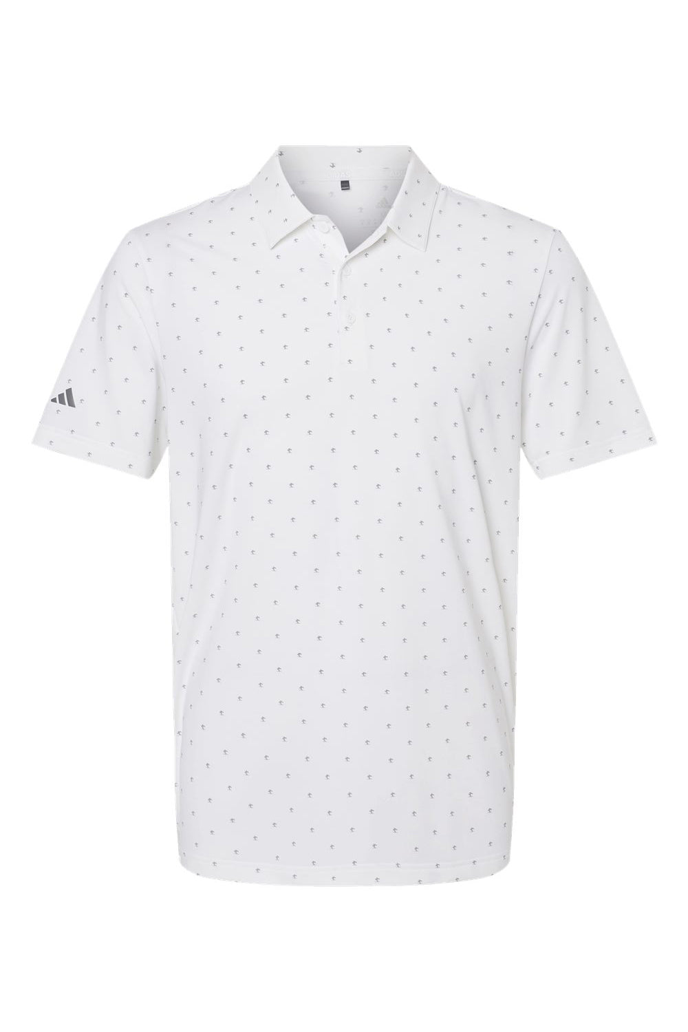 Adidas A574 Mens Pine Tree Short Sleeve Polo Shirt White/Grey Flat Front