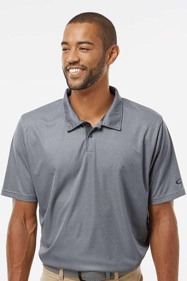Oakley FOA402993 Mens Team Issue Hydrolix Short Sleeve Polo Shirt Heather Granite Grey Model Front