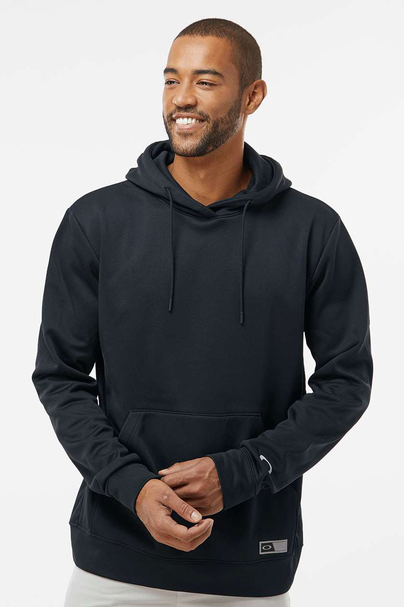 Oakley FOA402994 Mens Team Issue Hydrolix Hooded Sweatshirt Hoodie w/ Pouch Pocket Blackout Model Front