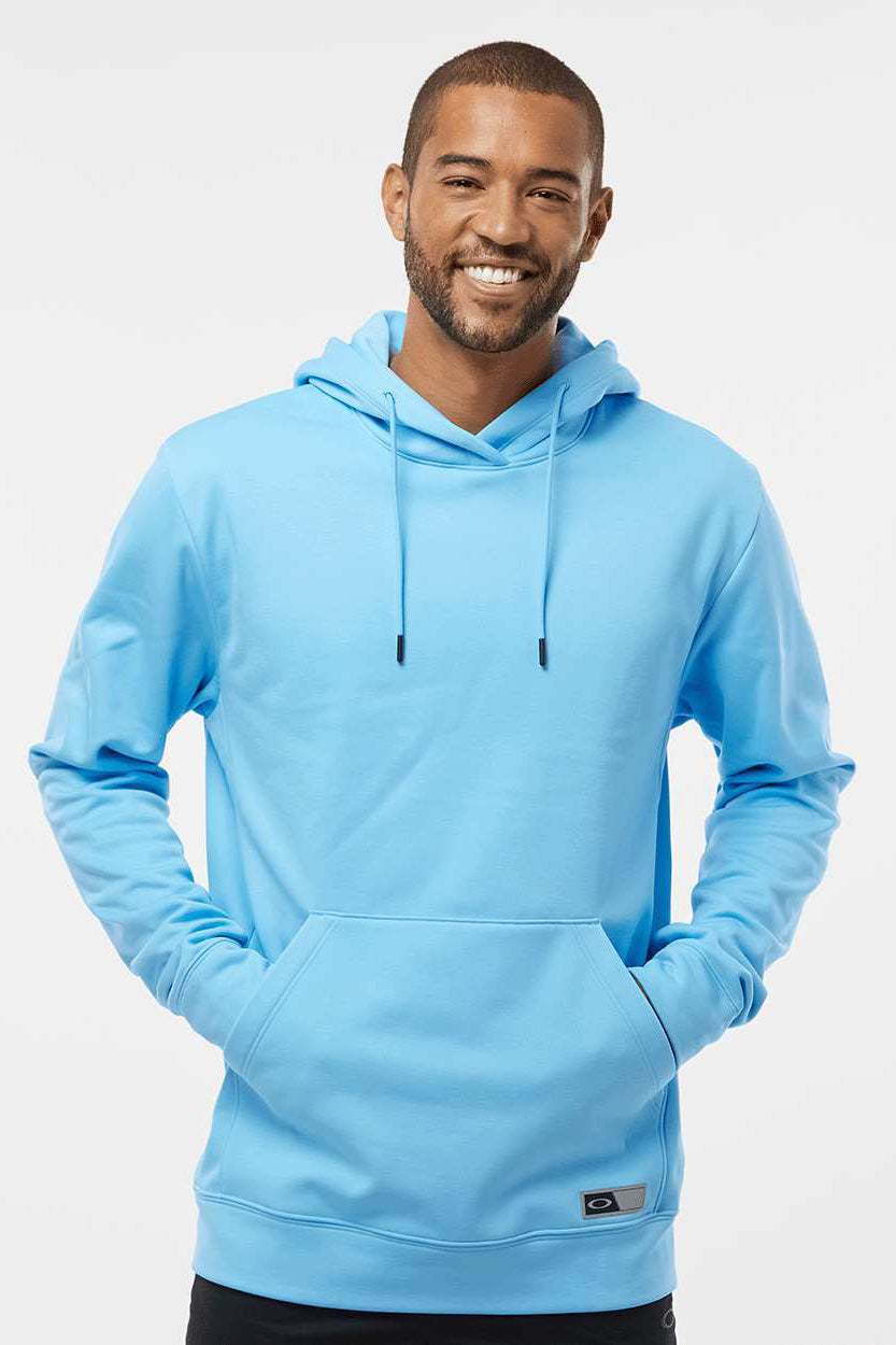 Oakley FOA402994 Mens Team Issue Hydrolix Hooded Sweatshirt Hoodie w/ Pouch Pocket Carolina Blue Model Front