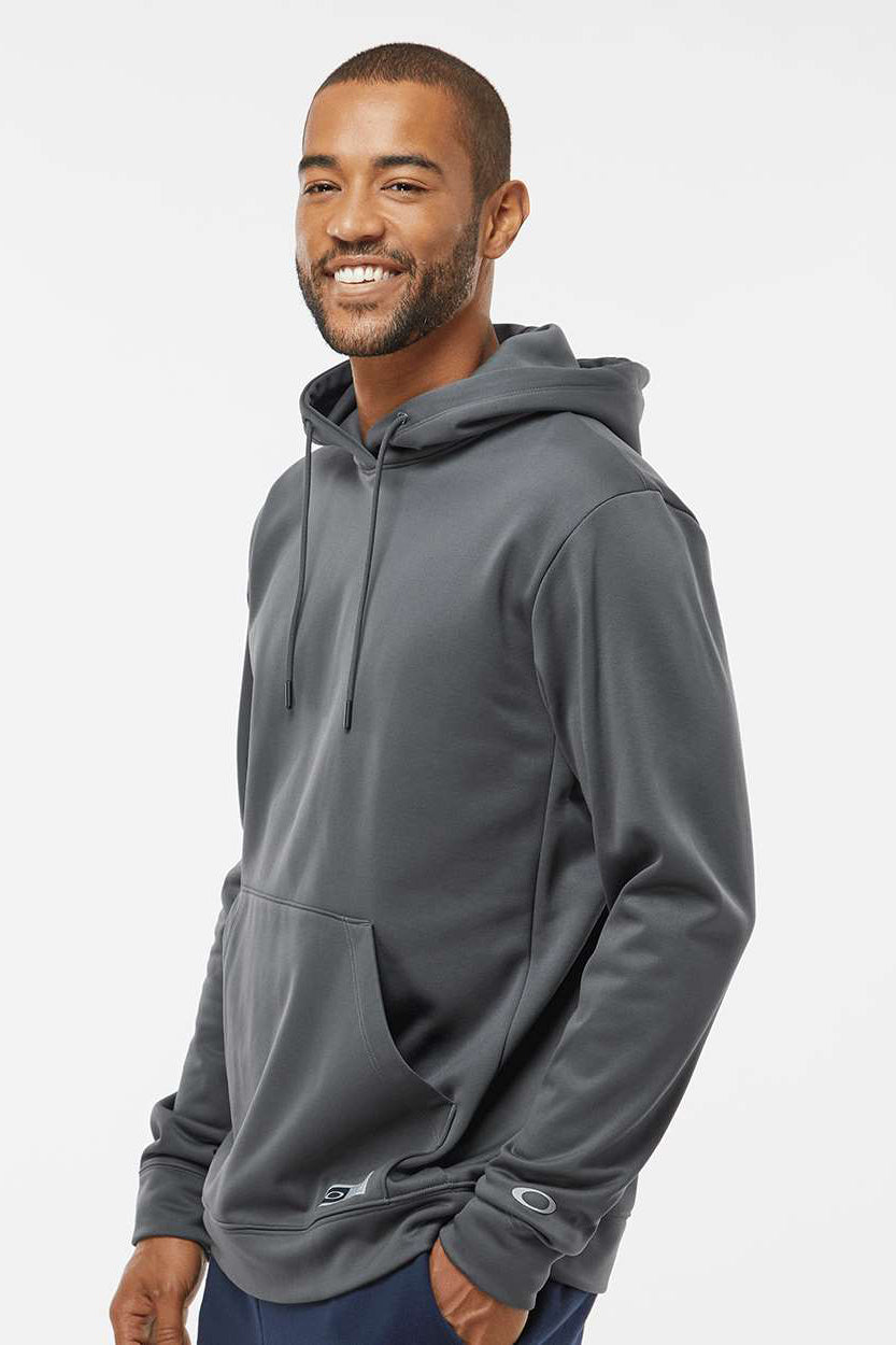 Oakley FOA402994 Mens Team Issue Hydrolix Hooded Sweatshirt Hoodie w/ Pouch Pocket Forged Iron Grey Model Side
