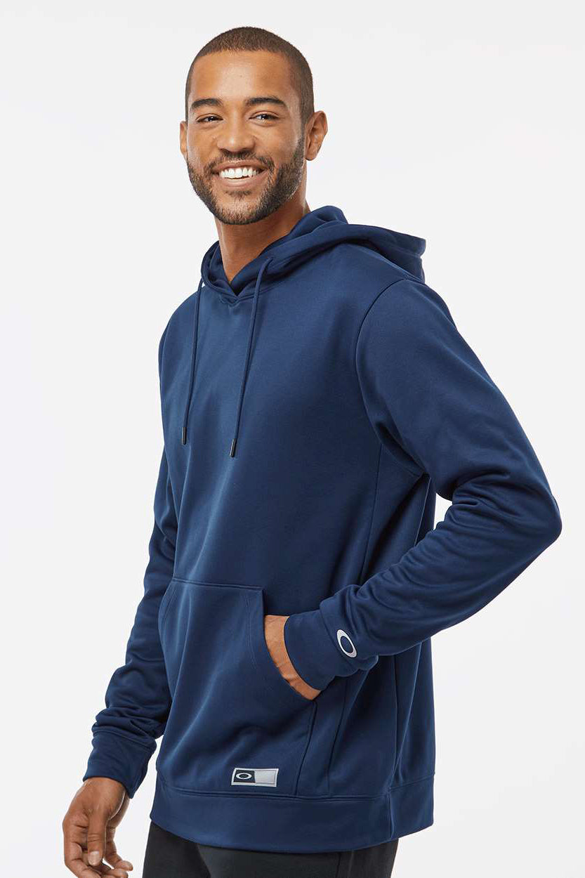 Oakley FOA402994 Mens Team Issue Hydrolix Hooded Sweatshirt Hoodie w/ Pouch Pocket Team Navy Blue Model Side
