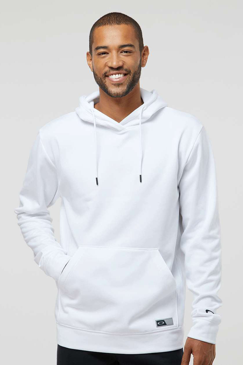 Oakley FOA402994 Mens Team Issue Hydrolix Hooded Sweatshirt Hoodie w/ Pouch Pocket White Model Front