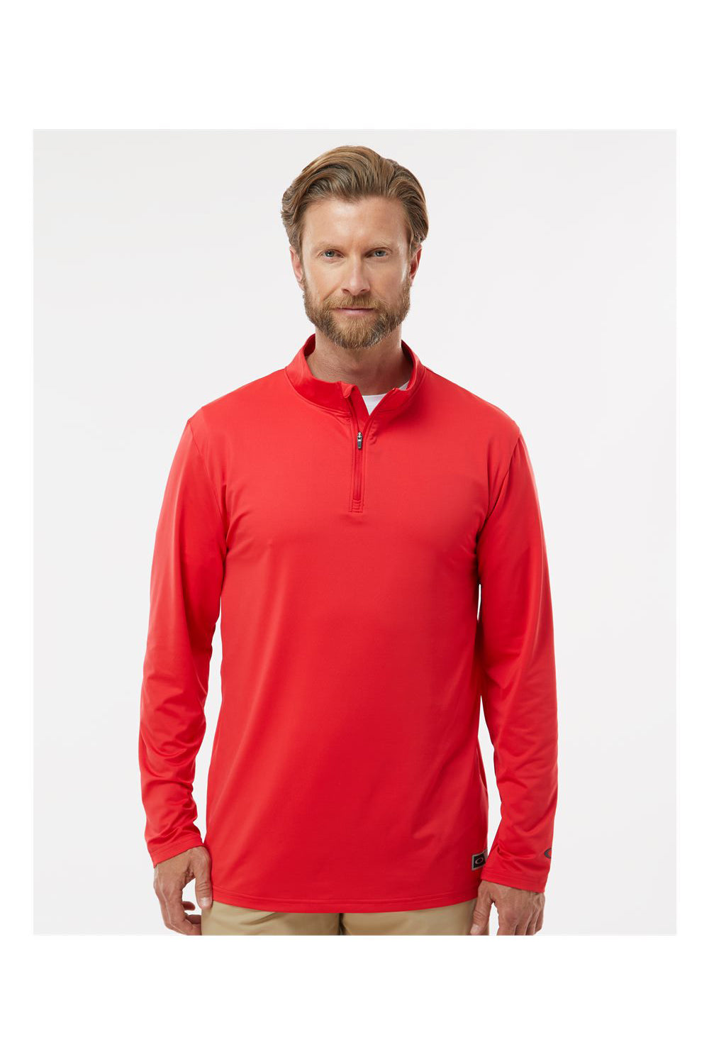 Oakley FOA402997 Mens Team Issue Podium 1/4 Zip Sweatshirt Team Red Model Front