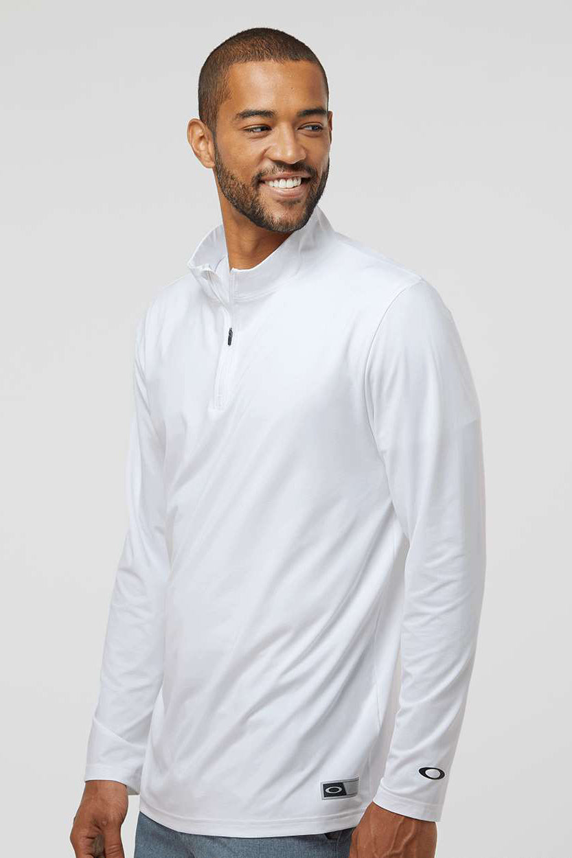 Oakley FOA402997 Mens Team Issue Podium 1/4 Zip Sweatshirt White Model Side