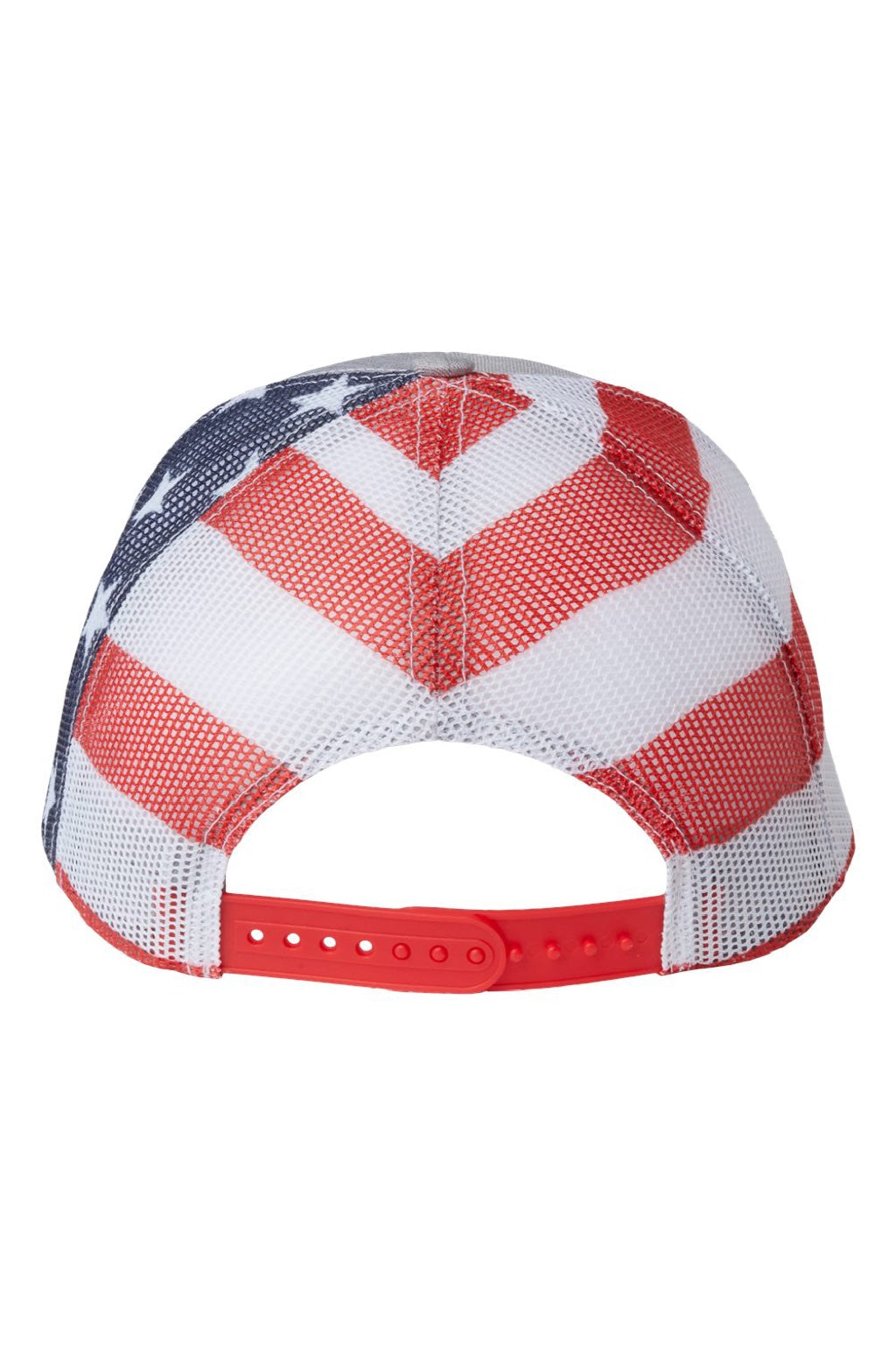 Kati Hats S700M Mens Printed Mesh Snapback Trucker Hat Heather Grey/USA Flag Flat Back