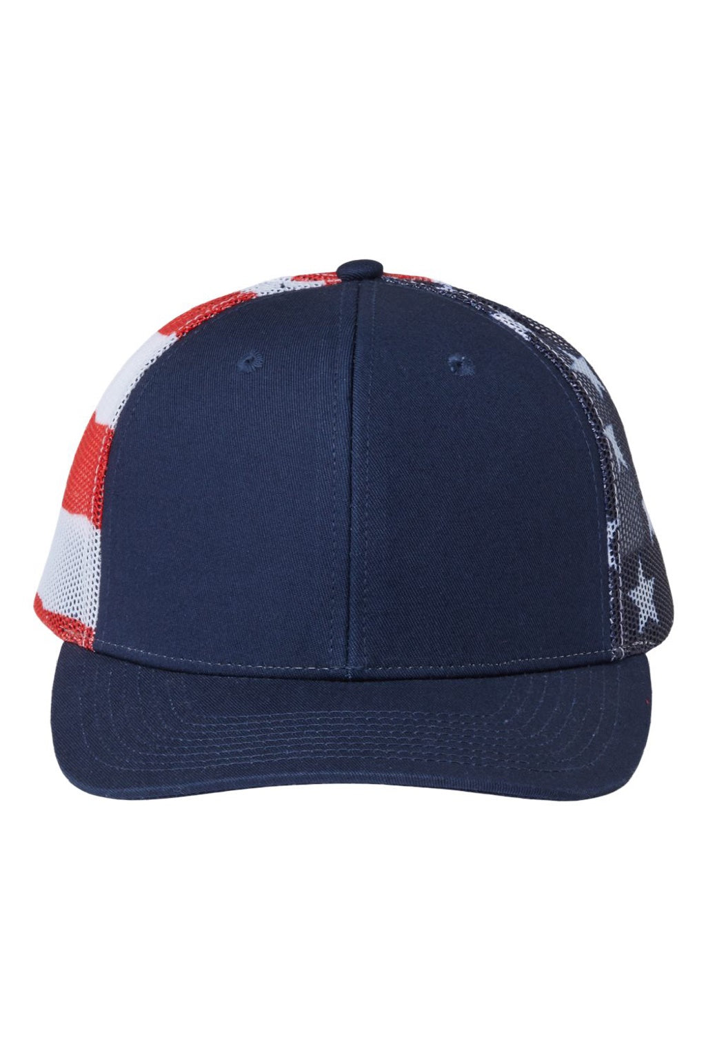 Kati Hats S700M Mens Printed Mesh Snapback Trucker Hat Navy Blue/USA Flag Flat Front