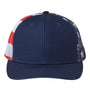 Kati Hats Mens Printed Mesh Snapback Trucker Hat - Navy Blue/USA Flag