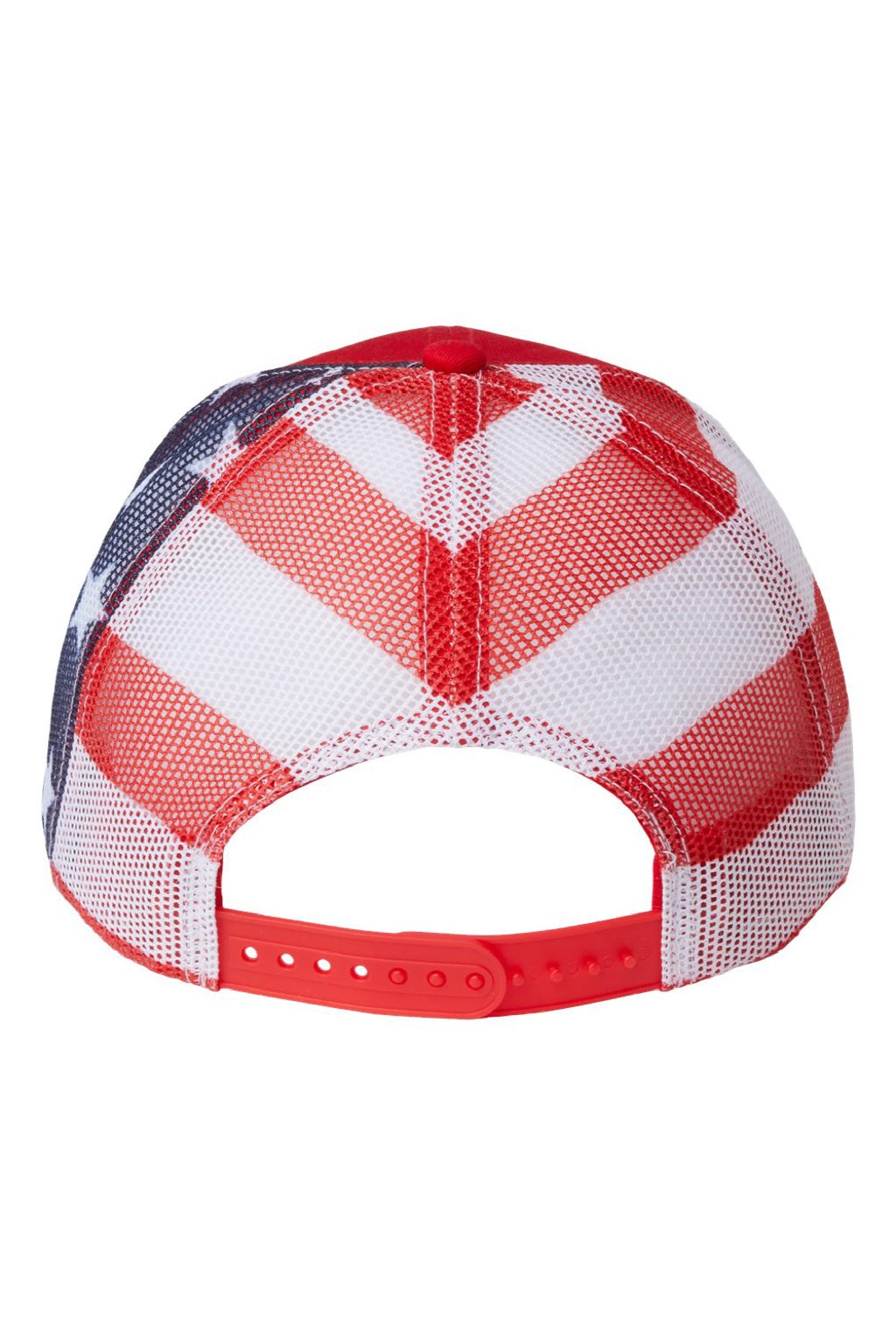 Kati Hats S700M Mens Printed Mesh Snapback Trucker Hat Red/USA Flag Flat Back