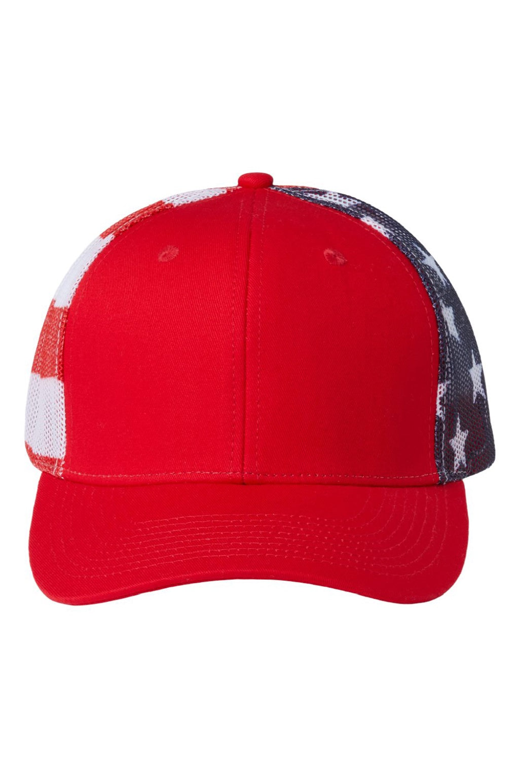 Kati Hats S700M Mens Printed Mesh Snapback Trucker Hat Red/USA Flag Flat Front